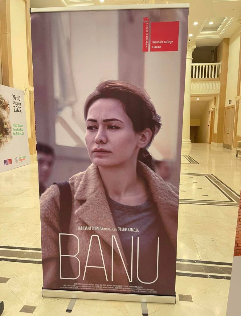 Banu Venice Biennale College Cinema standee in the cinema lobby