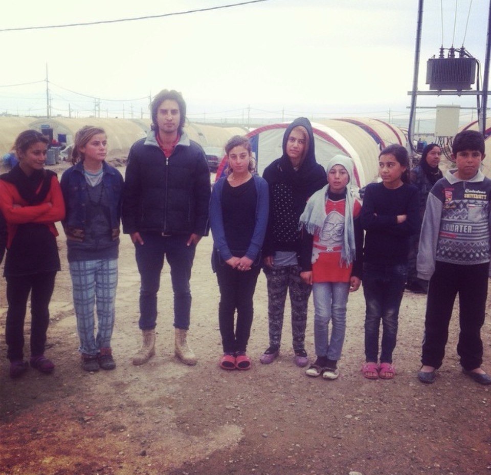 A Flag Without a Country — young cast in front of camp tents