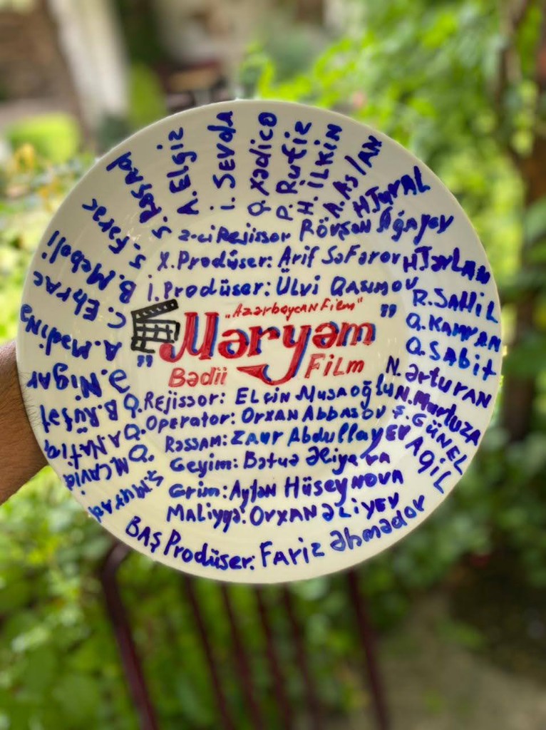 Maryam commemorative production plate with cast and crew credits