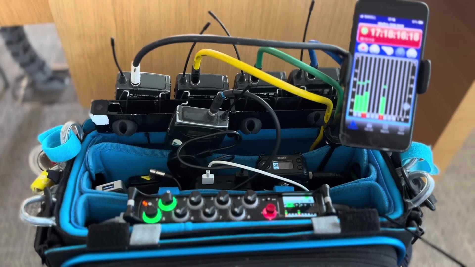 Location sound kit roll — mixer bag, wireless, and boom package