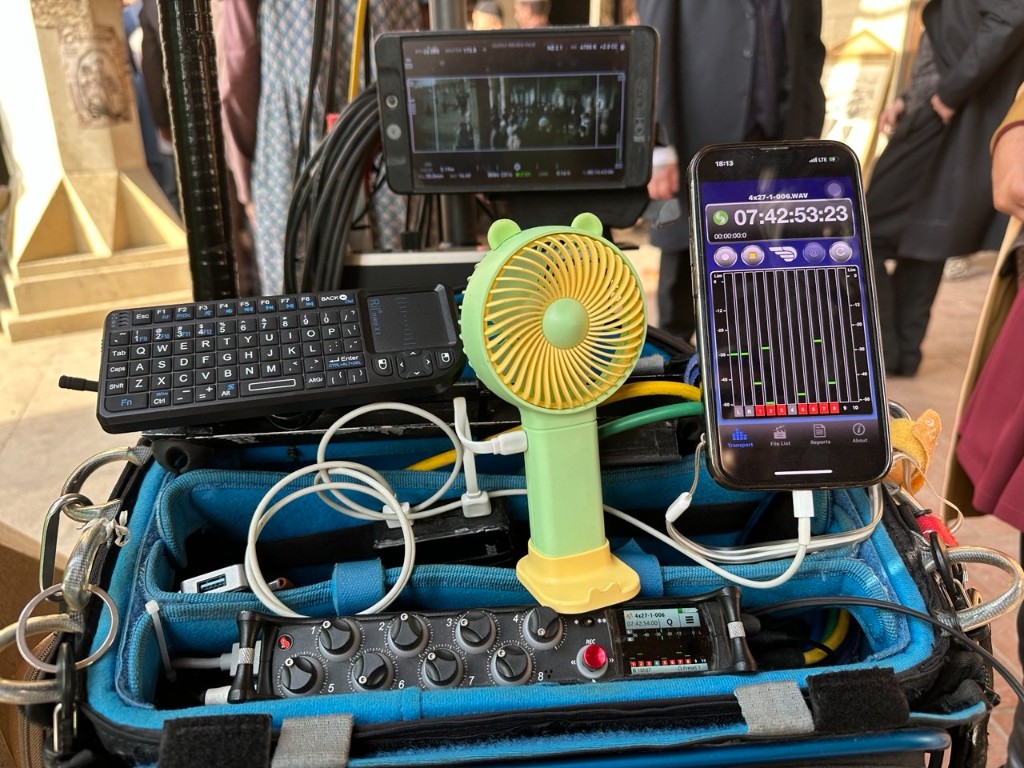 Field mixer, remote meters, and timecode on the Taghiyev cart